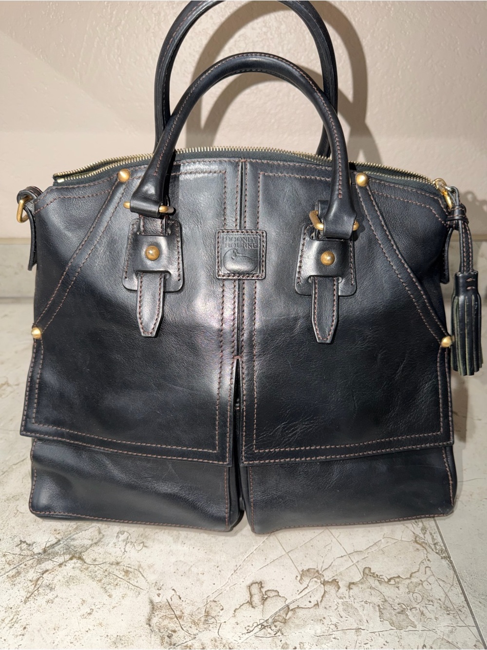 Dooney & Bourke Black Leather Florentine Clayton Satchel - Picture 13 of 13